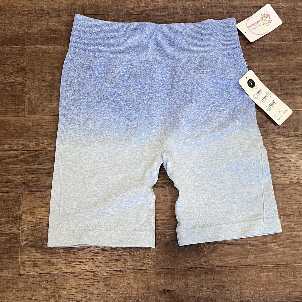 Ombré Blue Biker Shorts/ Large/ 7 Inch Inseam/ Highwaisted